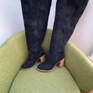 Black Suede Knee-High Boots—worn one time!!!